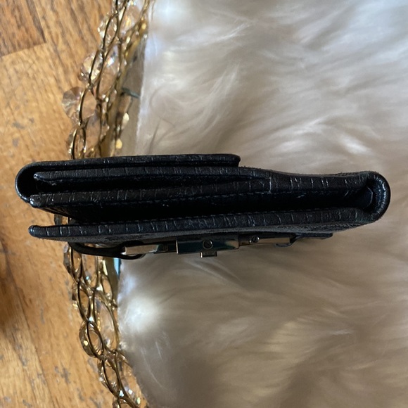 EUC-GUCCI GG BLACK LEATHER GUNMETAL HARDWARE PUSH LOCK JACKIE CANVASS WALLET - Picture 12 of 13